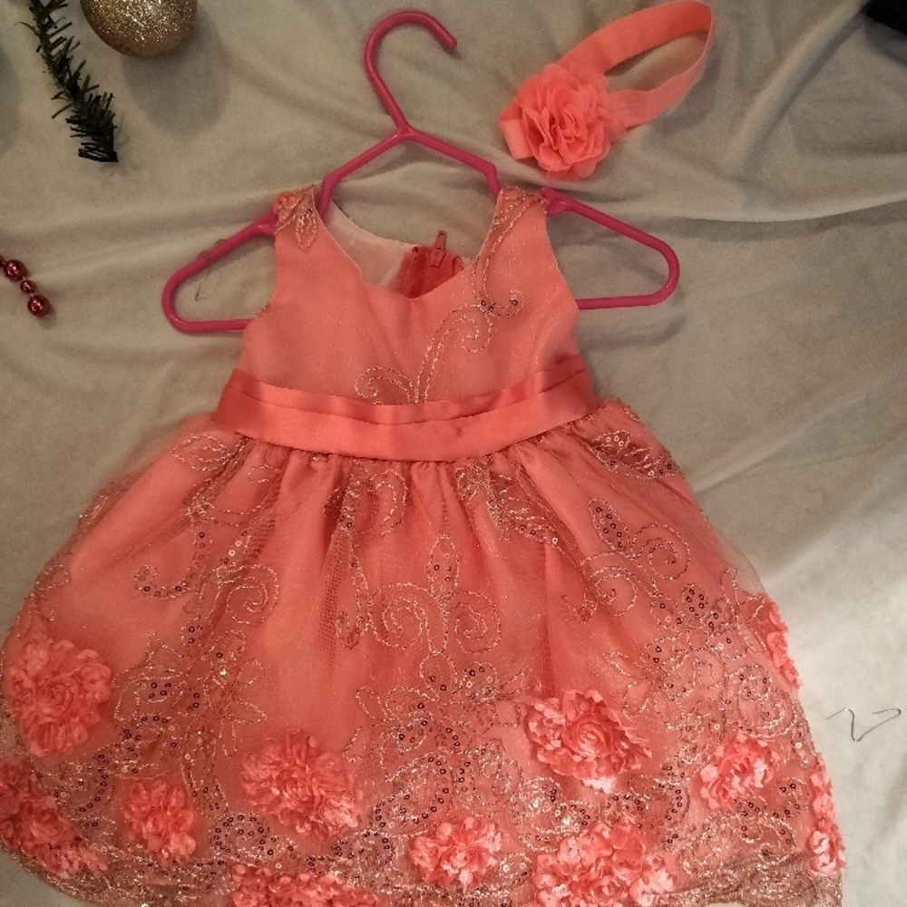 Beautiful Pink Baby Dress with Headband